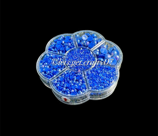 Dark Blue Ab Half Round Pearl Case